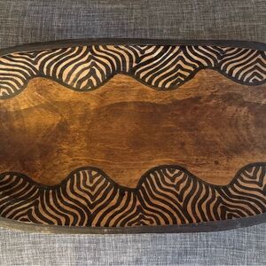 Wooden Tray with Zebra Pattern